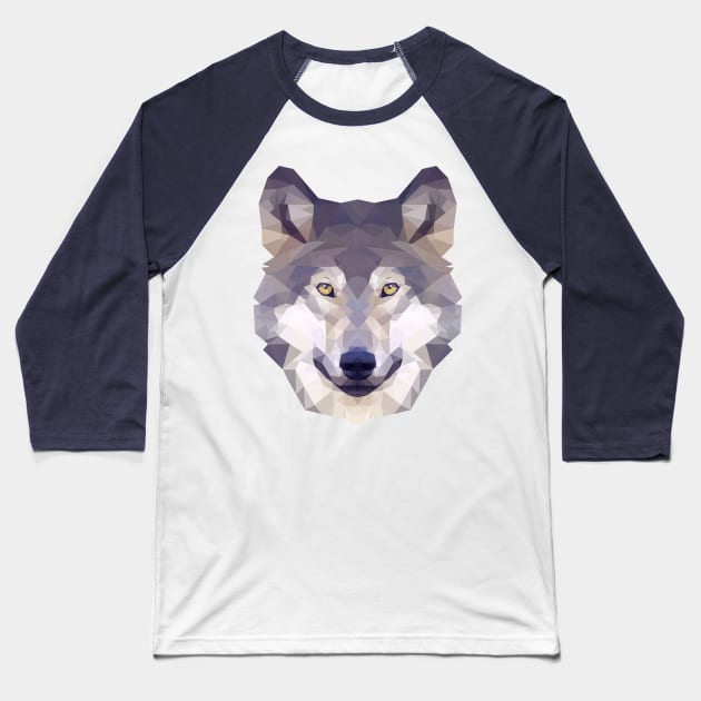 Geometric wolf Baseball T-Shirt by shegoran